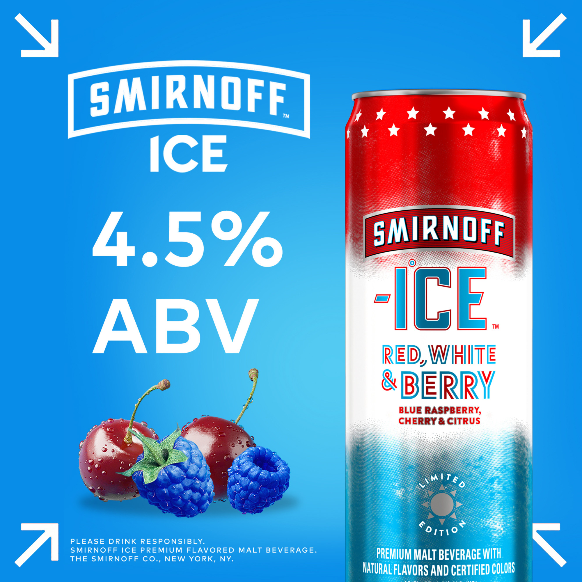 Smirnoff Ice Red White & Berry Sparkling Drink, 12oz Cans, 12pk