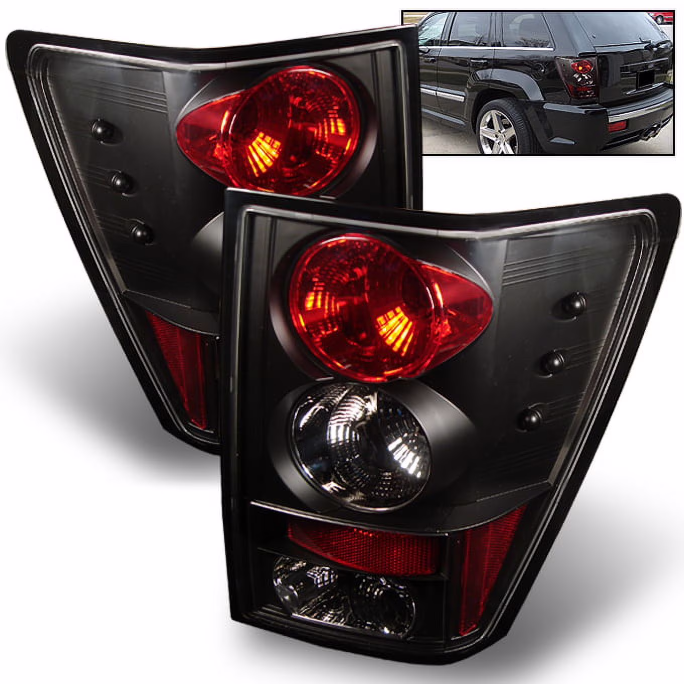 AKKON - For 05-06 Jeep Grand Cherokee SUV Black Bezel Rear Tail Lights Brake Lamps Replacement Pair