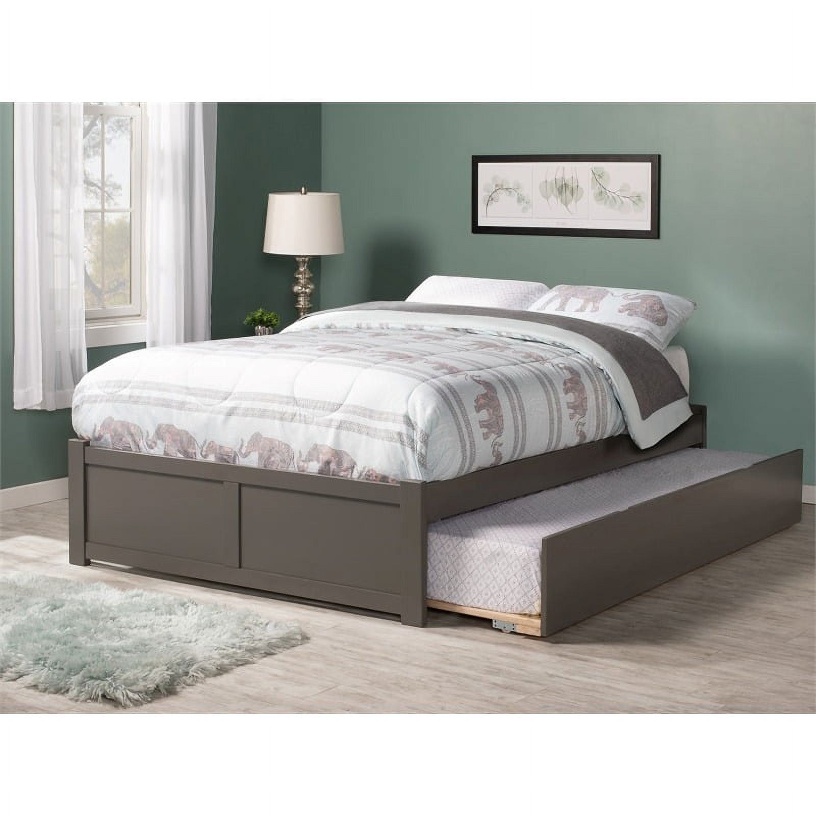 Bowery Hill Traditional Wood Full Mates Bed with Trundle in Gray