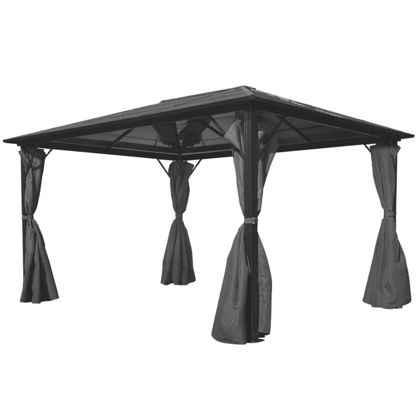 moobody Outdoor Gazebo with Curtain, Patio Party Canopy Tent, Aluminum Frame Sun Shade Shelter Anthracite for Backyard, Wedding, Shows, BBQ, Festival 157.5 x 118.1 x 94.5 Inches (L x W x H)