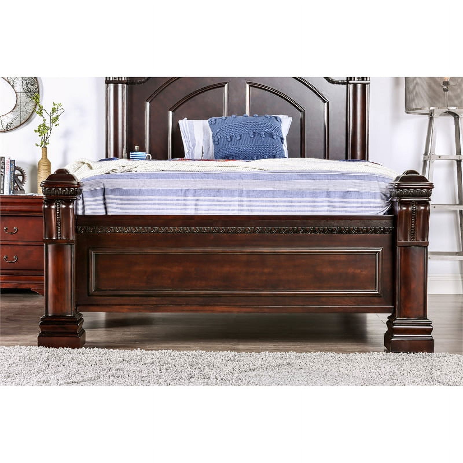 Furniture of America Oulette Transitional Wood Cal King Panel Bed in Dark Cherry