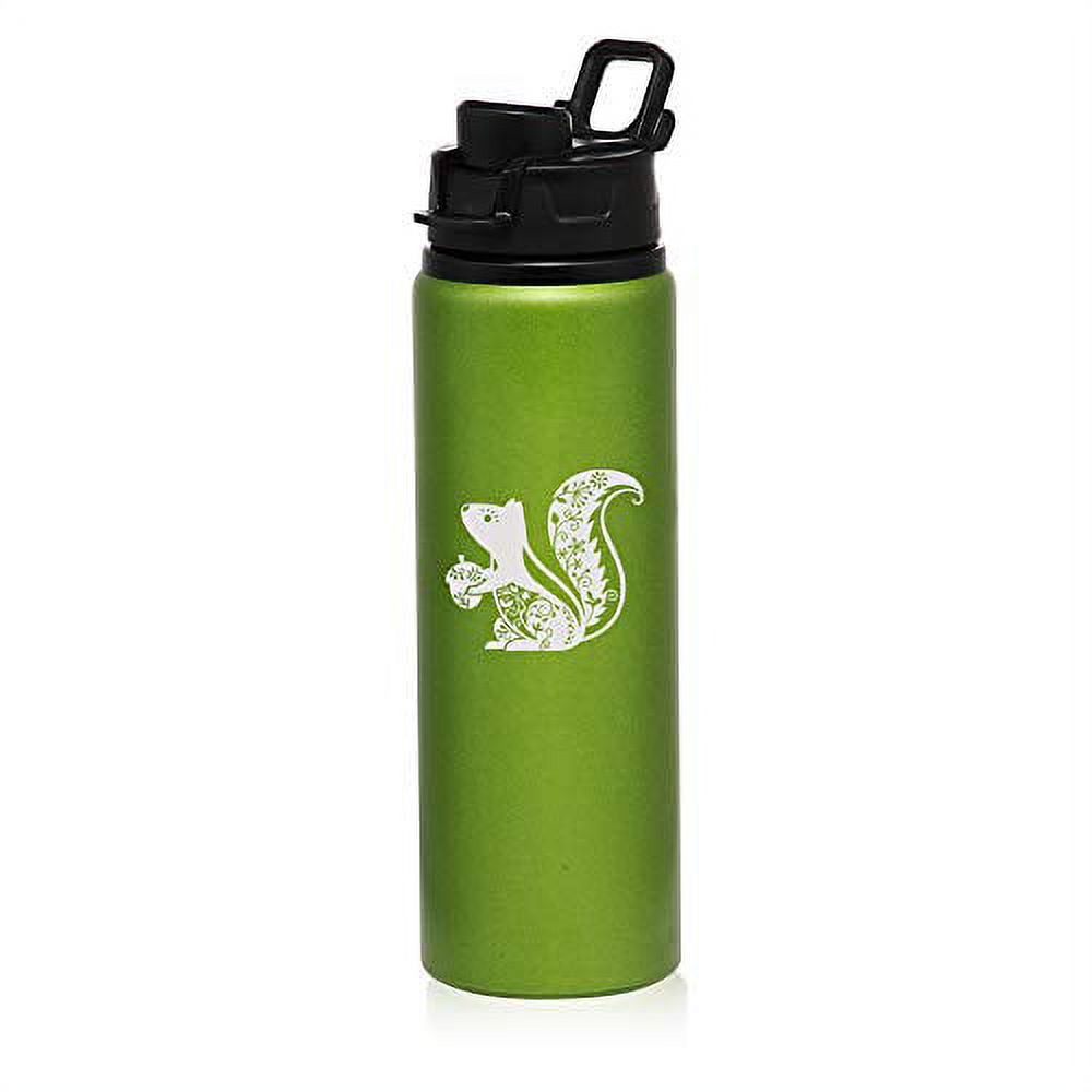 MIP Brand 25 oz Aluminum Sports Water Travel Bottle Fancy Squirrel (Green)