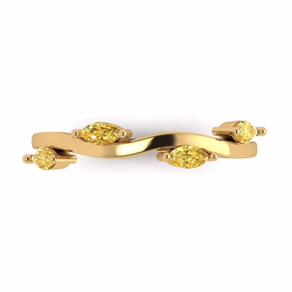 0.4 ct Brilliant Marquise Cut Natural Citrine 14k Yellow Gold Stackable Band SZ 10.75