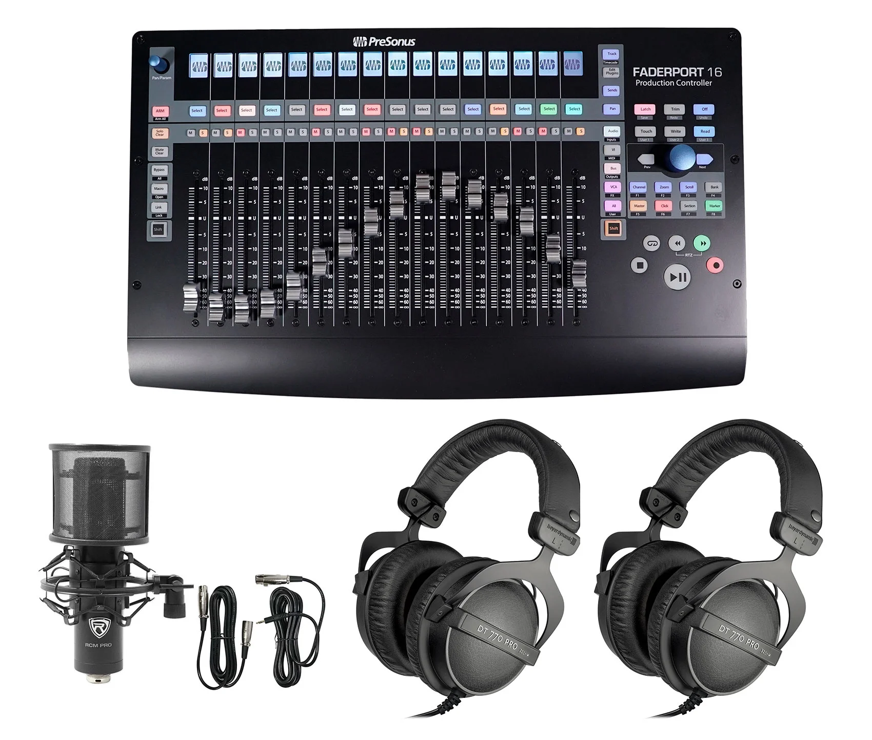 Presonus FADERPORT 16 USB 16-Ch DAW Controller+(2) Beyerdynamic Headphones+Mic