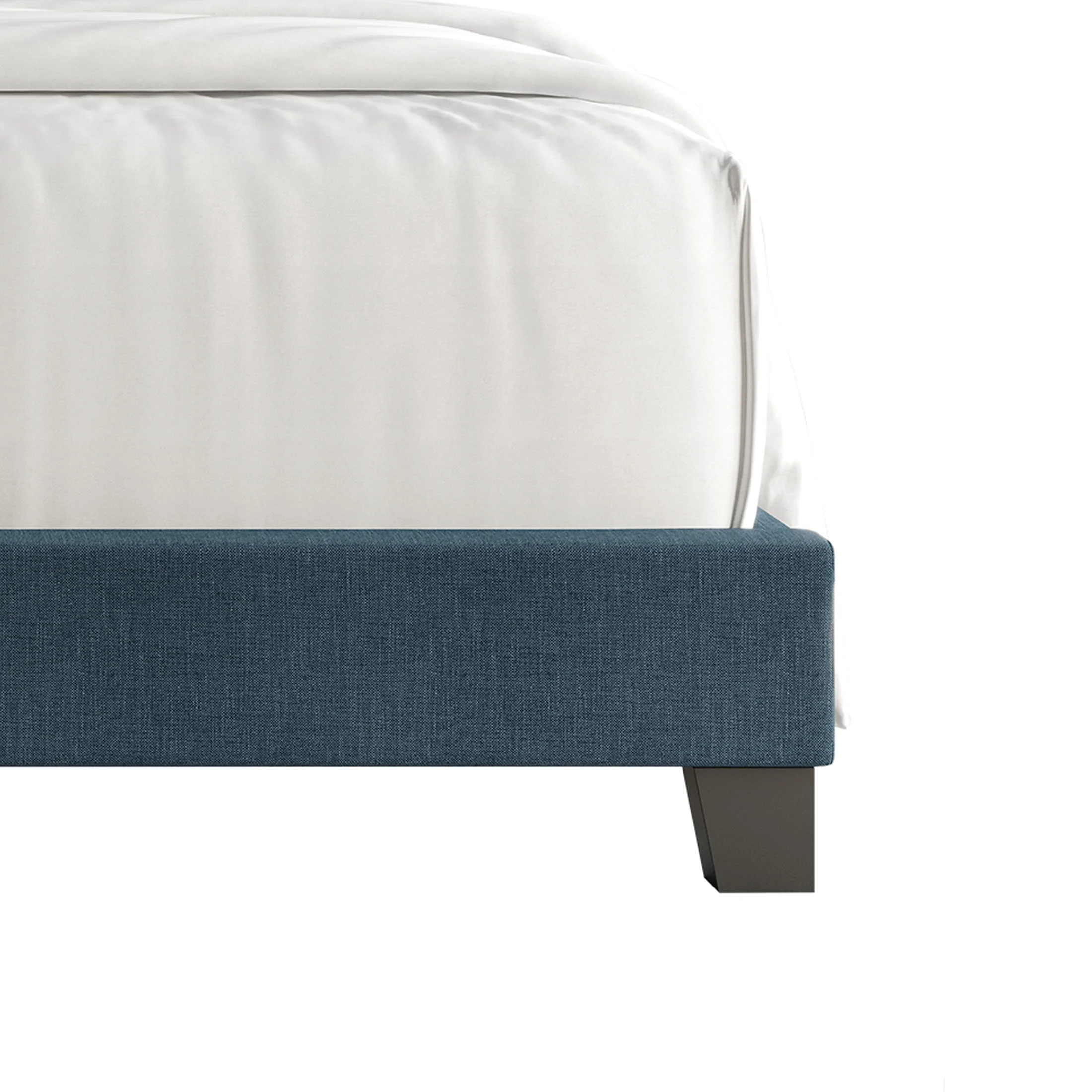 Castle Place Simple Linen Upholstered Twin Bed, Blue