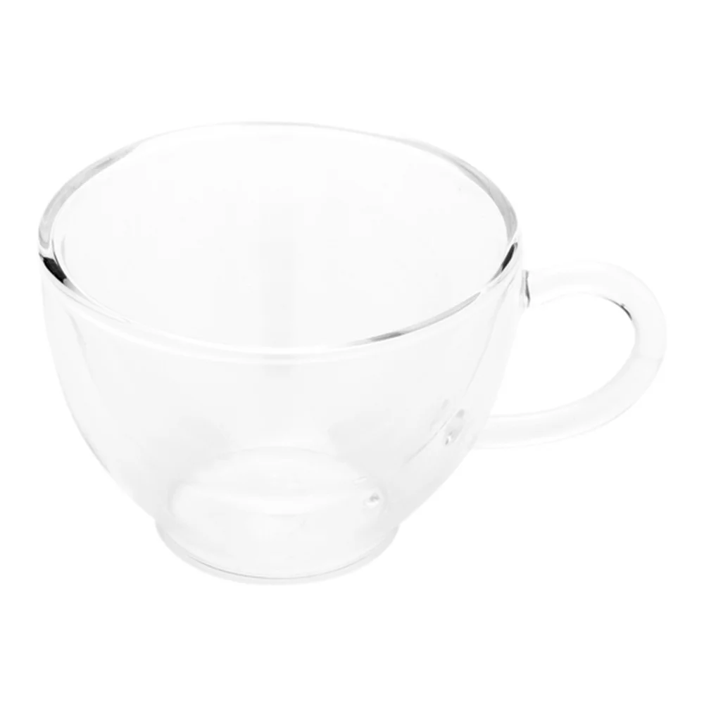 Forma 6 oz Round Glass Cafe Cup - Double Wall, with Handle - 3 1/2