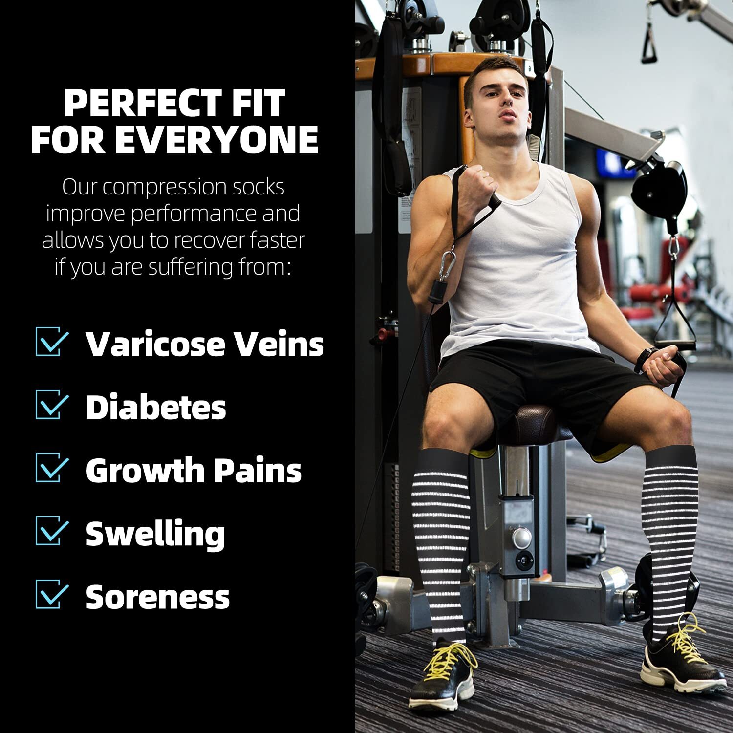 3 Pairs Copper Compression Socks for Women & Men Circulation (15-20 mmHg), Best Relief for Medical, Running, Nursing