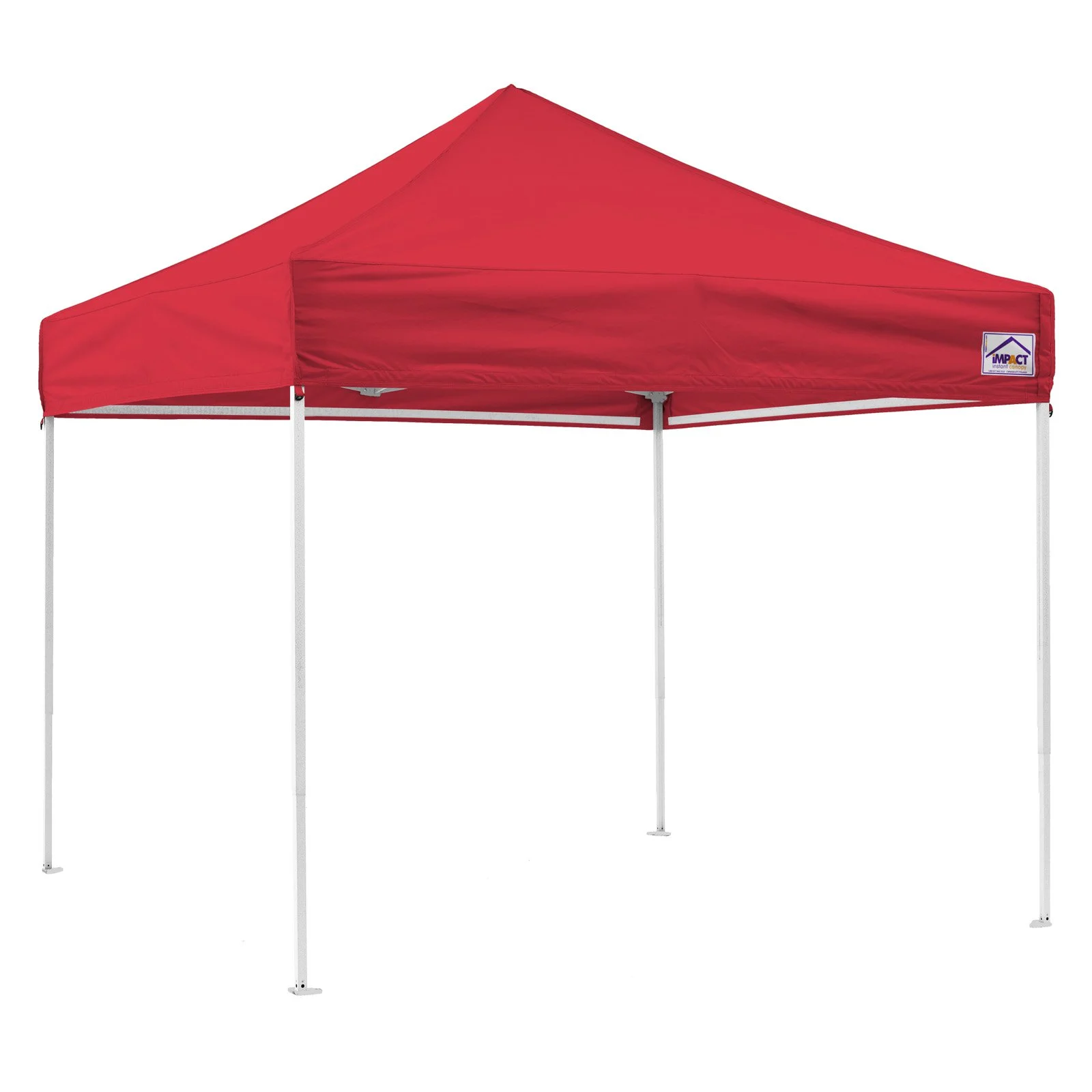 Impact Canopy 10x10 Instant Pop Up Canopy Tent, Straight Leg, Weight Bags, Roller Bag, Red