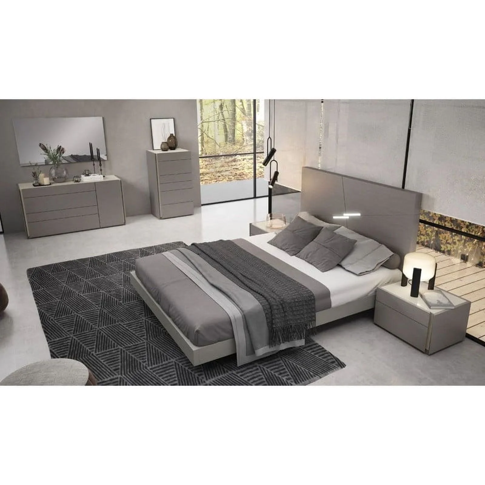 Faro Premium 5-Piece Bedroom Set, Gray, King
