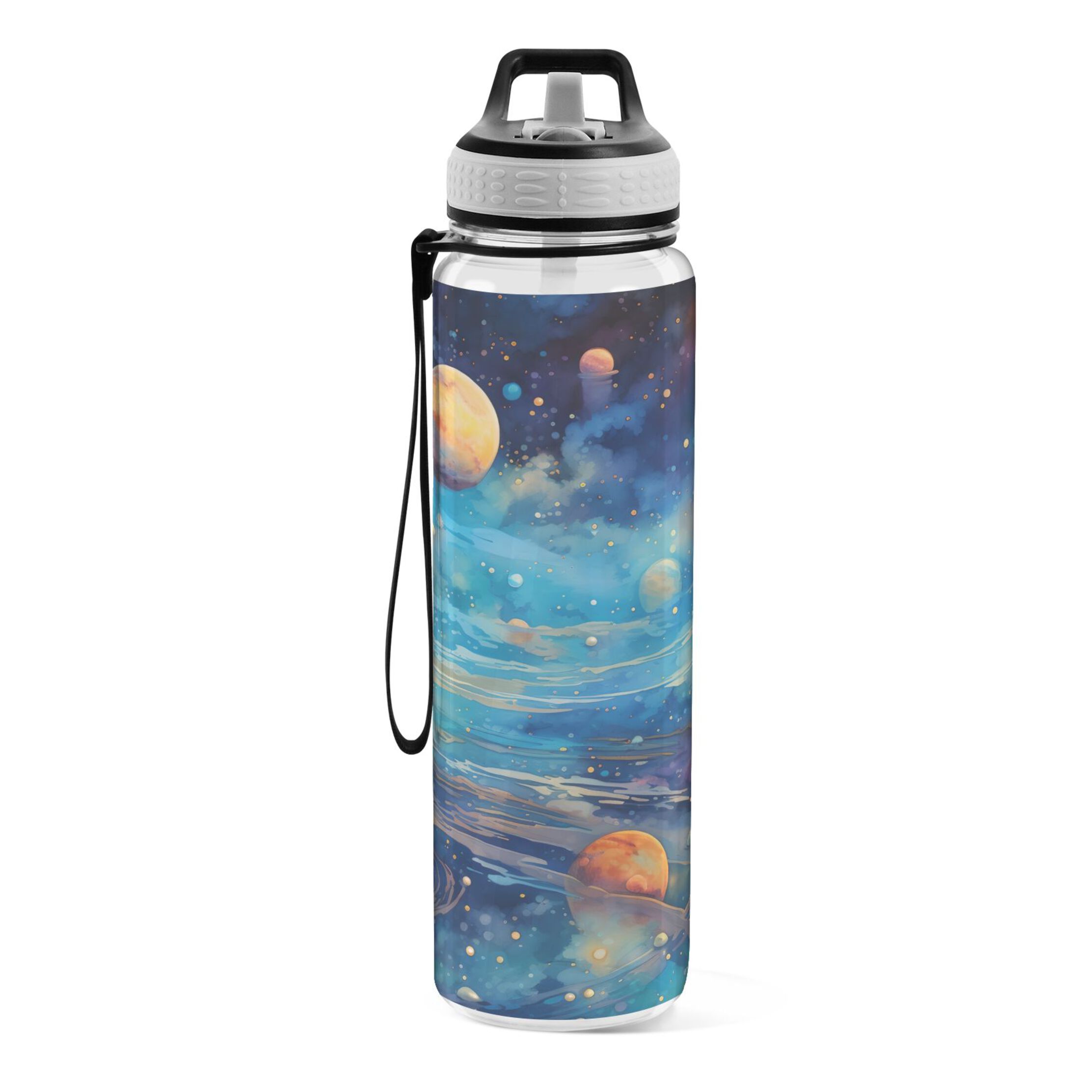 Space Universe 32oz Water Bottles with Straw Tritan Leakproof Sports Bottle BPA Free Clear for Fitness Gym Swimming Cycling