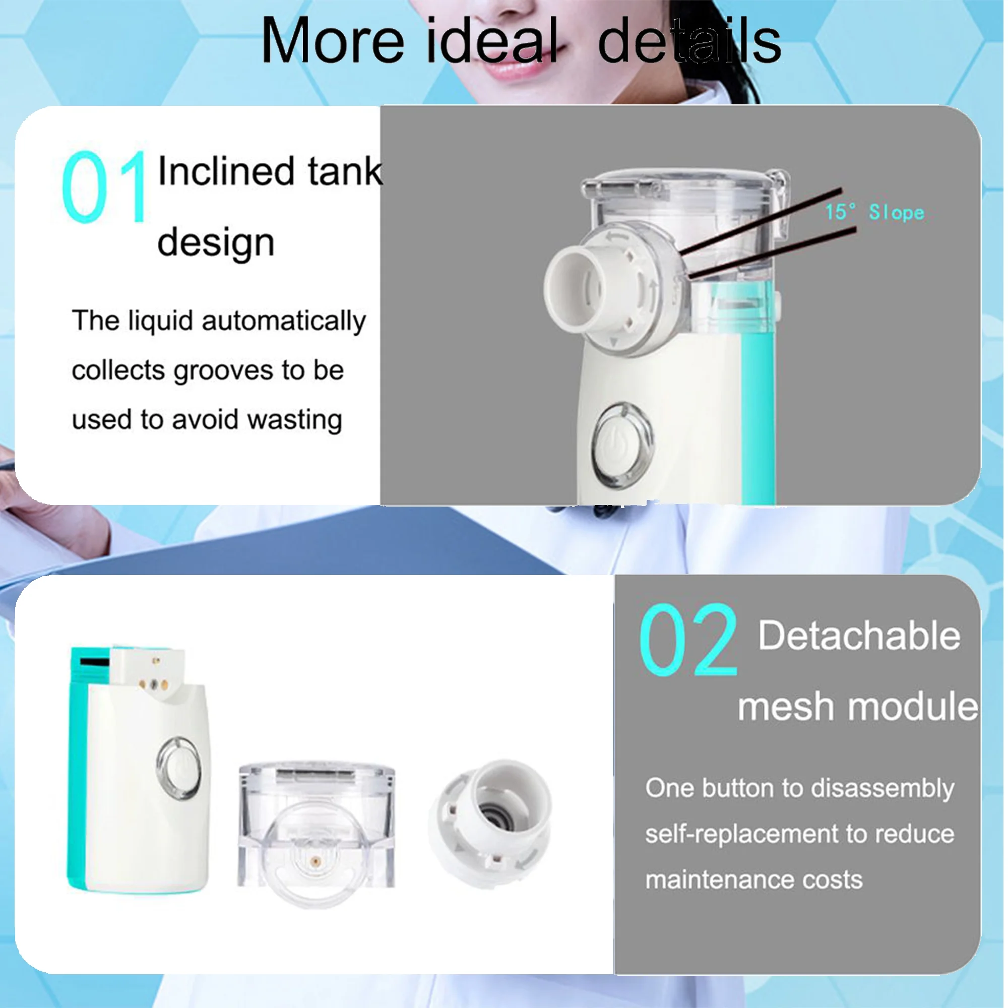 Mericonn Portable Mesh Humidifiers Machine with 3 Atomization Modes