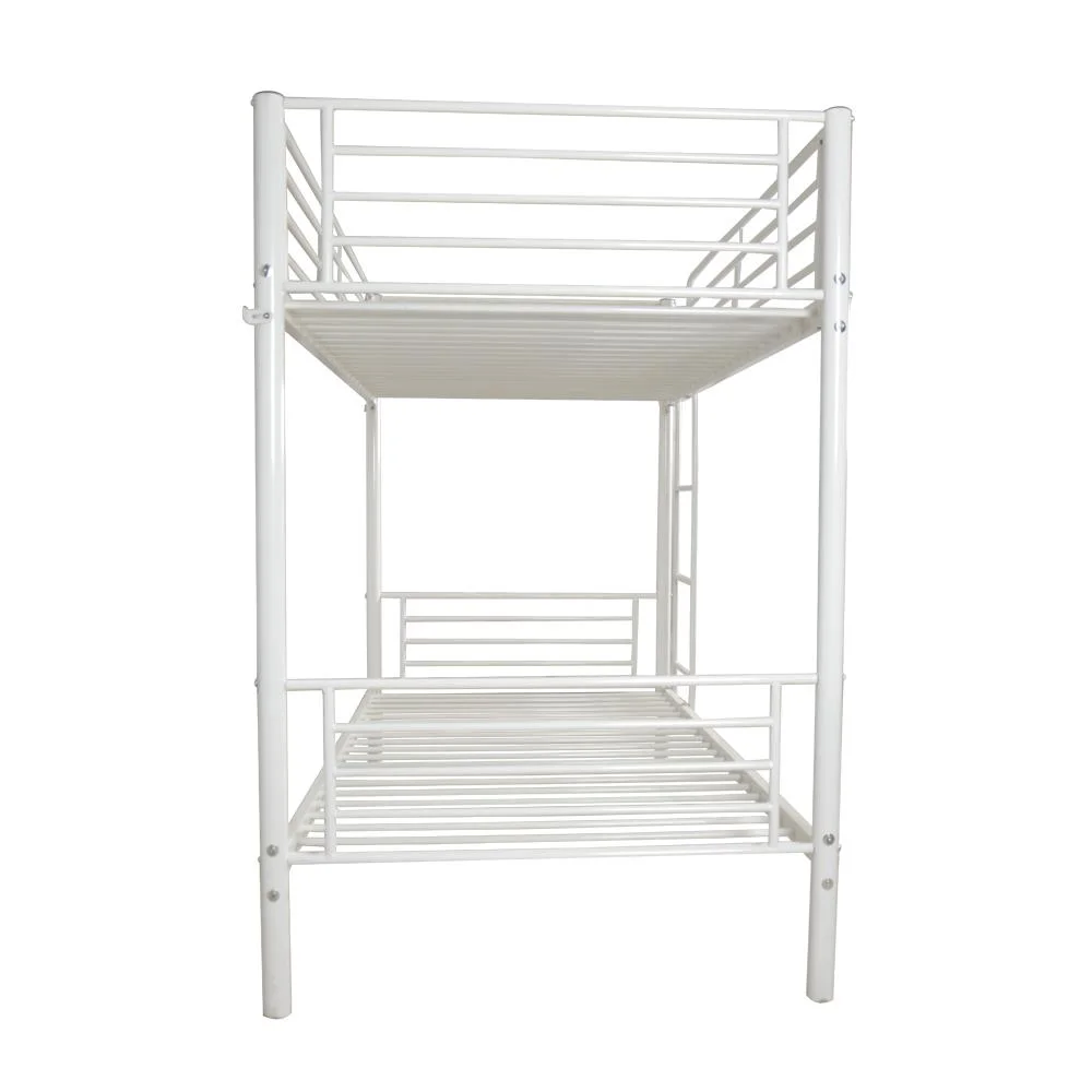 UBesGoo Twin over Twin Metal Bed,Metal Bunk Bed Frame with Ladders,White