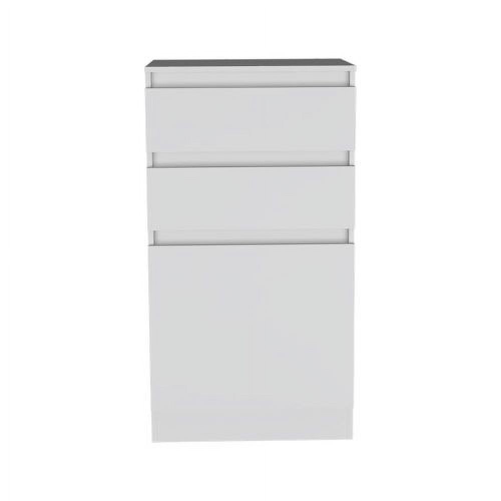 Dresser With Jewelry Box, Single Door Cabinet, Mirror, Two Drawers - White