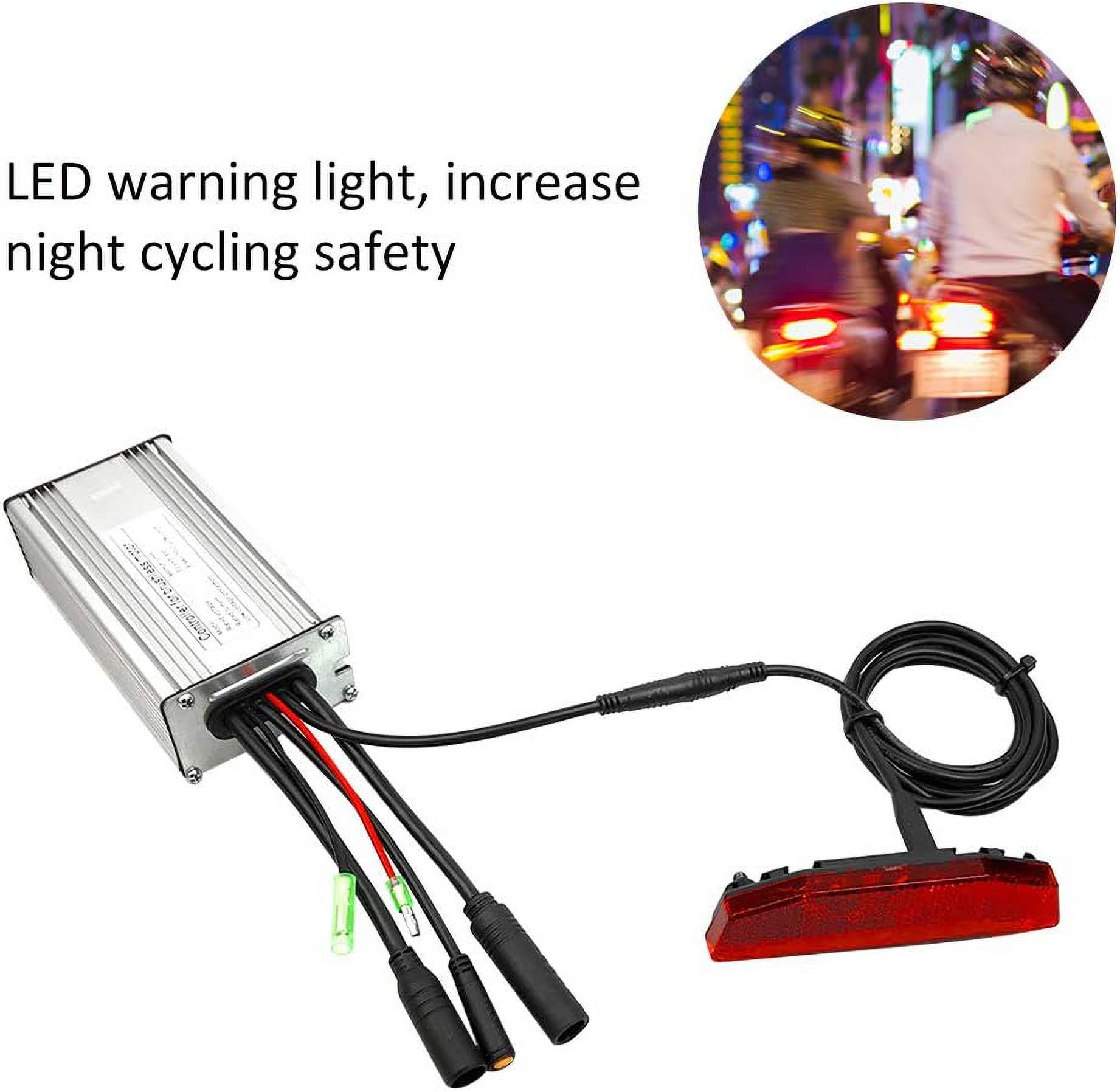 EBike Tail Light, 6V60V LED Warning Light Night Riding Tailight Equipment Waterproof Connector, Electric Bike Accessories
