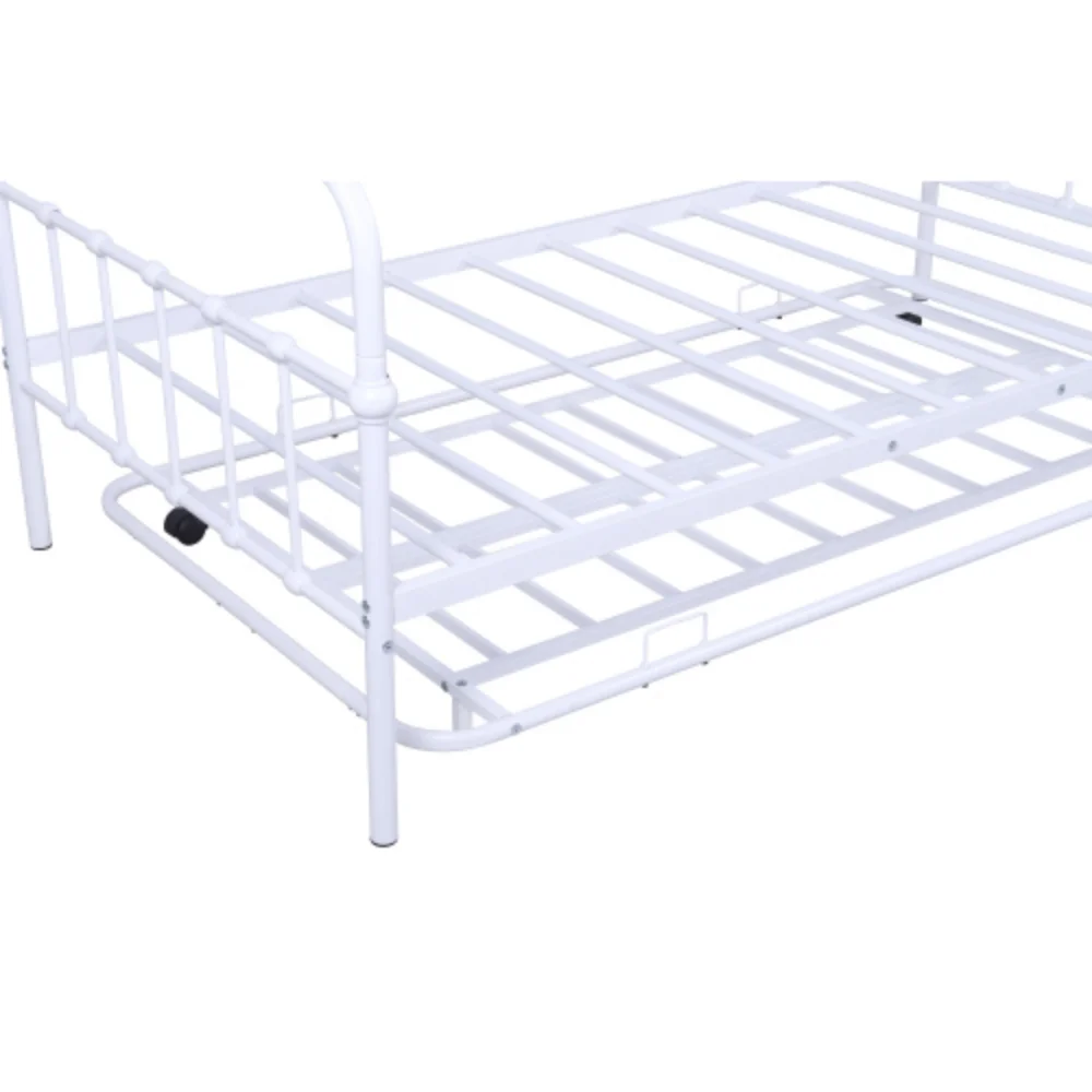 Metal Frame Daybed with trundle White + Metal
