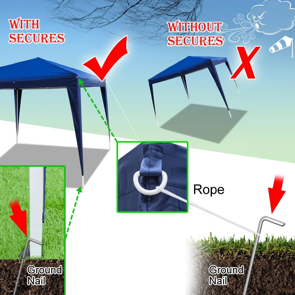 Zimtown 10ft x 10ft Base/8ft x 8ft Top Canopy Pop up Wedding Party Tent Folding Gazebo Beach Canopy Blue with Carry Bag