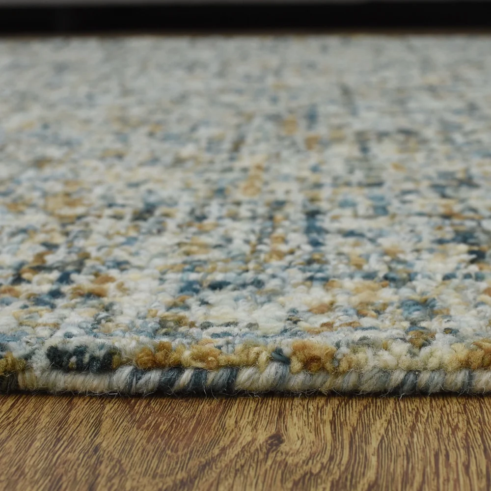 Rugsotic Carpets Hand Tufted Wool 9'x12' Area Rug Solid Blue Beige KWC111