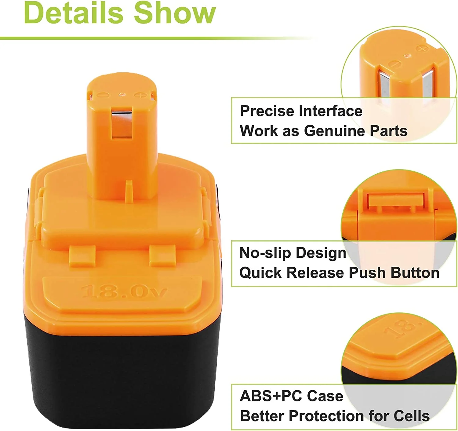 Vinida 4000mAh 18V Ni-Mh P100 Replacement Black Battery Compatible with Ryobi P101 ABP1801 ABP1803 BPP1820 Power Tools-2 Packs