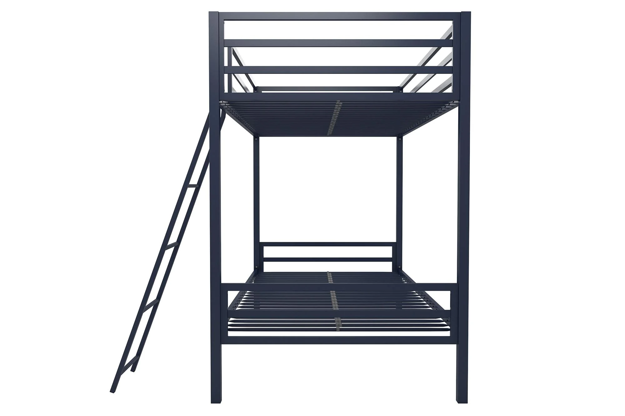 Novogratz Maxwell Twin-Over-Twin Metal Bunk Bed with Ladder and Guardrails, Easy Assembly, Navy Blue