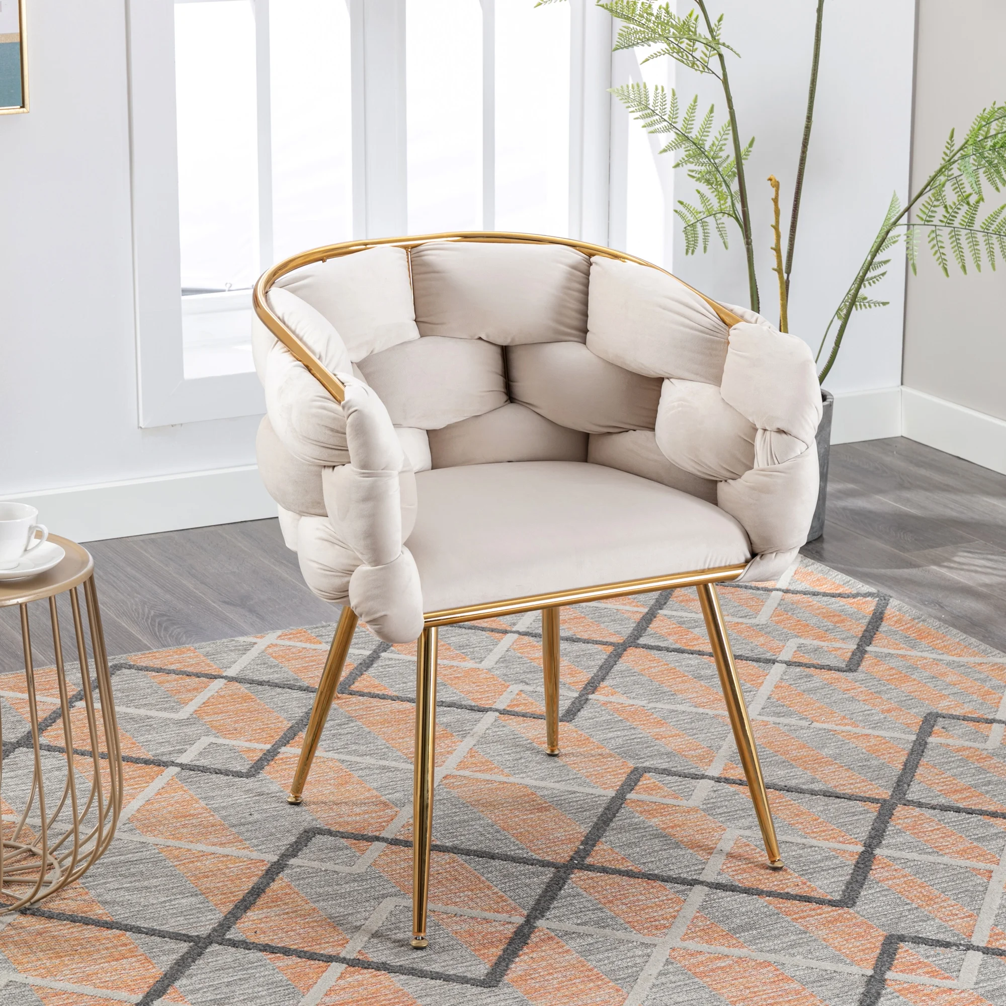 CoSoTower Luxury Modern Simple Leisure Velvet Single Sofa Chair Bedroom Lazy Person Household Dresser Stool Manicure Table Back Chair Turquoise Set of 2