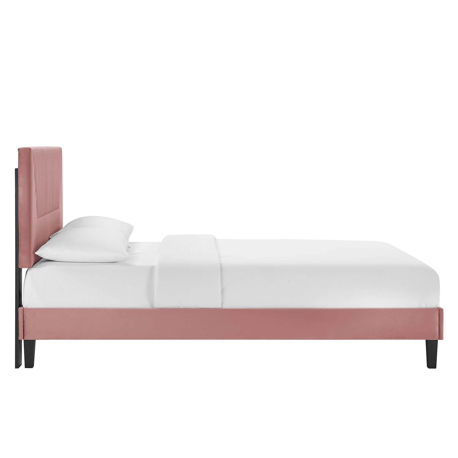 Modway Yasmine Channel Tufted Performance Velvet King Platform Bed in Dusty Rose