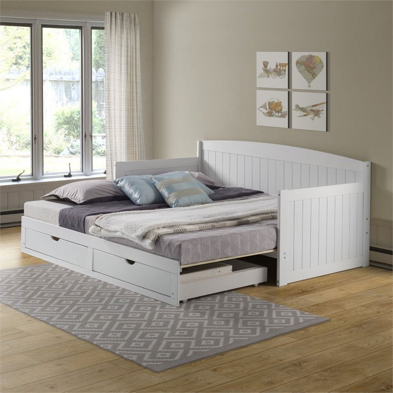 Roseberry Kids Transitional Wood Daybed with King Conversion in White