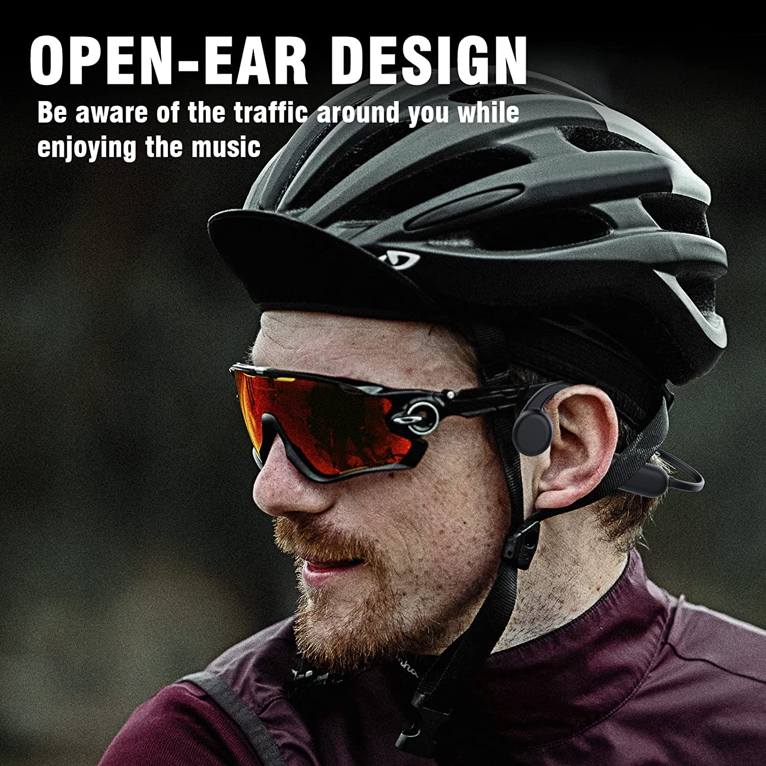 Open Ear Headphones Bluetooth Bone Conduction Headphones Wireless with Mic MP3 Player Built-in 8G Memory IPX 8 Waterproof Lightweight for Sports Driving Running Walking Bicycling Working Gym(Black)