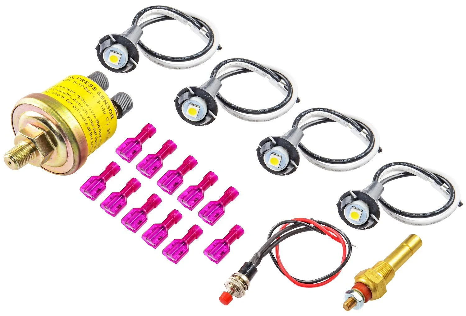 JEGS 41290 6-Gauge Set Electrical Black Analog Face White Numbers Red Pointer LE