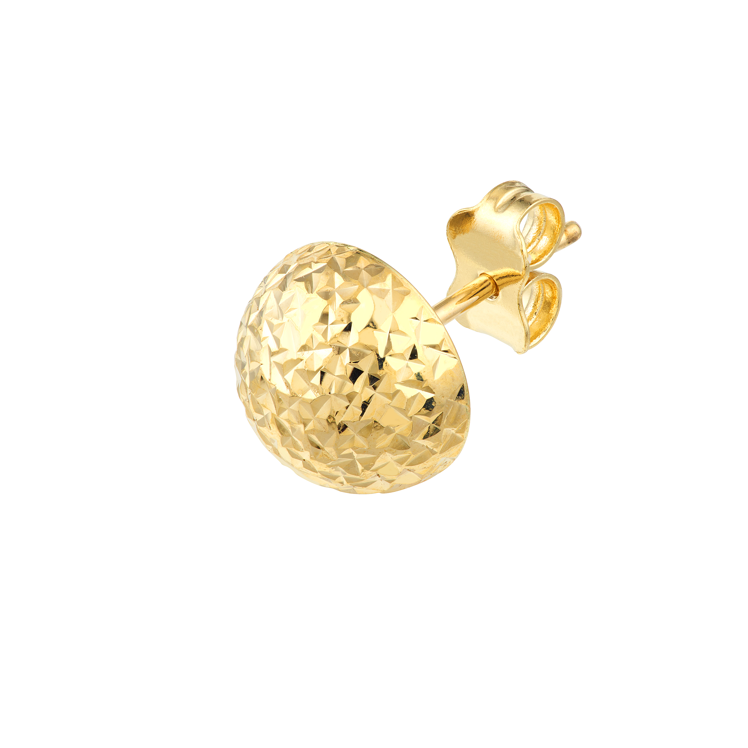 14K Yellow Gold Half Crystal Ball D/C Stud Earrings - Women