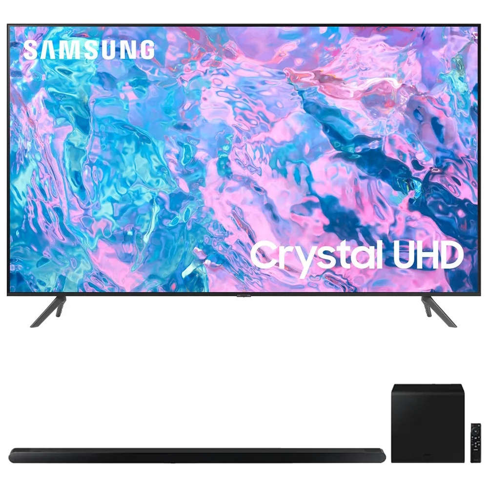 Samsung UN55CU7000 55 inch Crystal UHD 4K Smart TV (2023 Model) Bundle with Samsung HW-S800B 3.2.1ch Soundbar (Black) with Wireless Dolby Atmos DTS:X