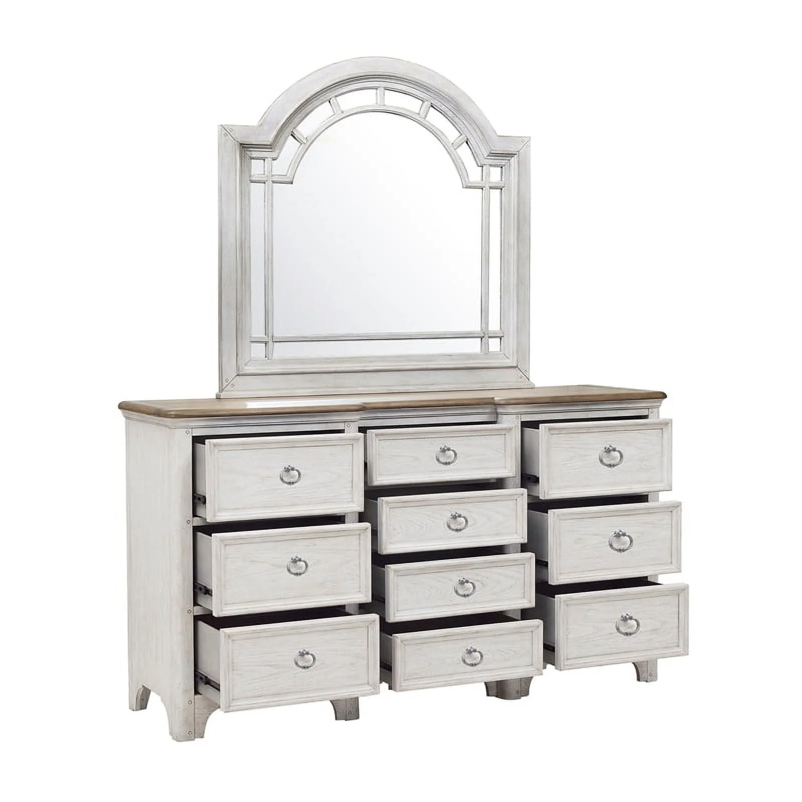 Glendale Estates 10 Drawer Wood Dresser in White Finish by Pulaski Furniture