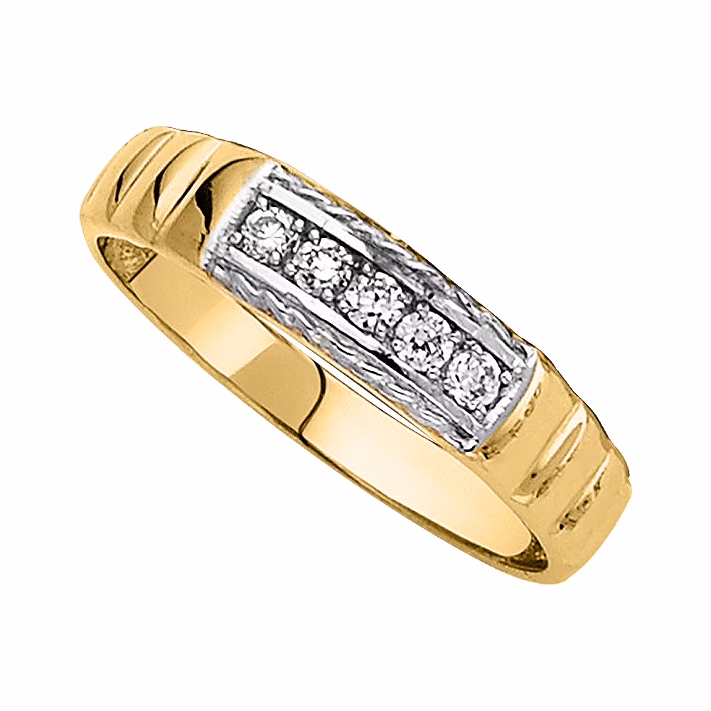 14k Two-toned Gold Cubic Zirconia 3-mm Ladies Wedding Band