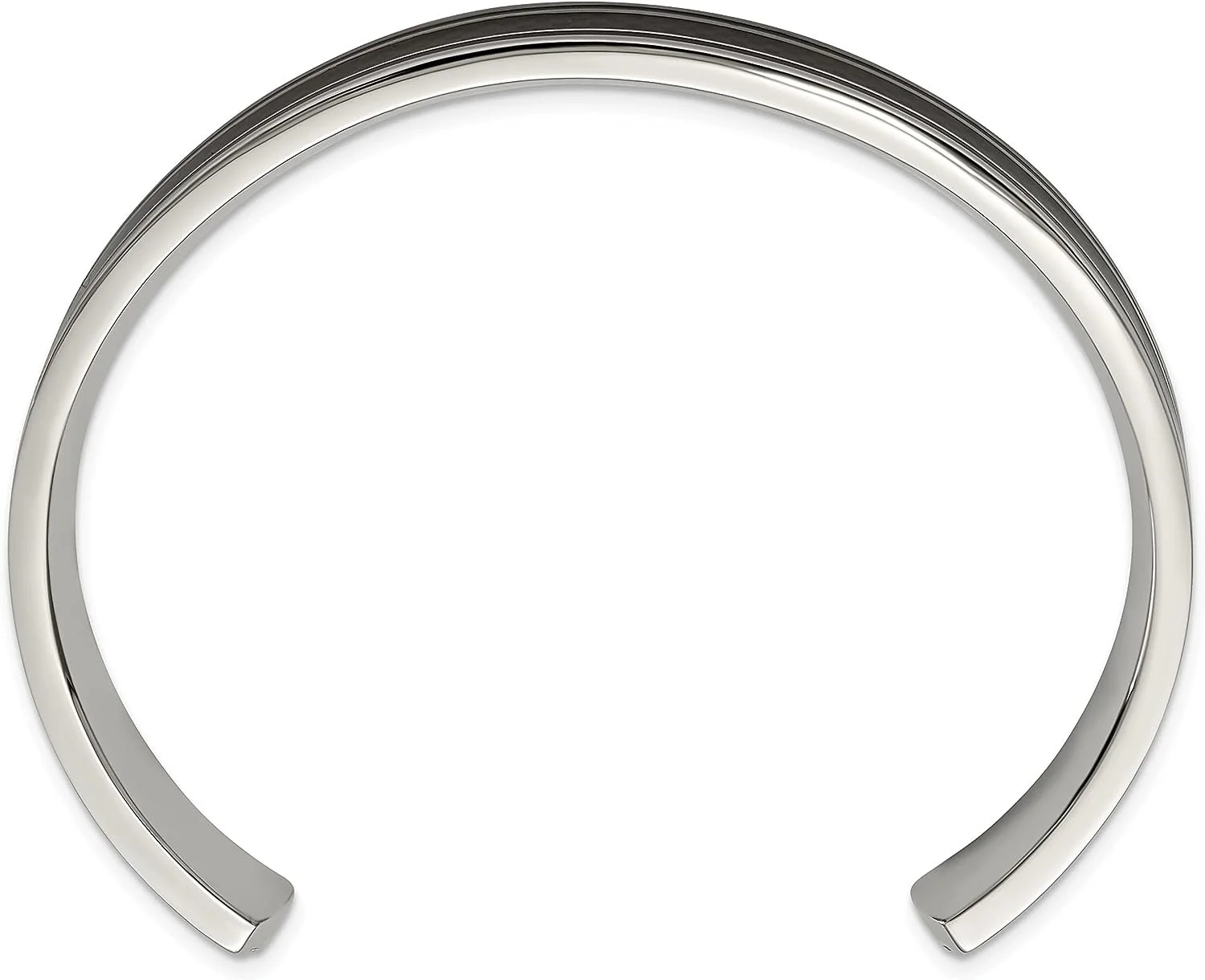 Chisel Stainless Steel Polished Black IP-plated with Black Carbon Fiber Inlay Cuff Bangle - 7.5