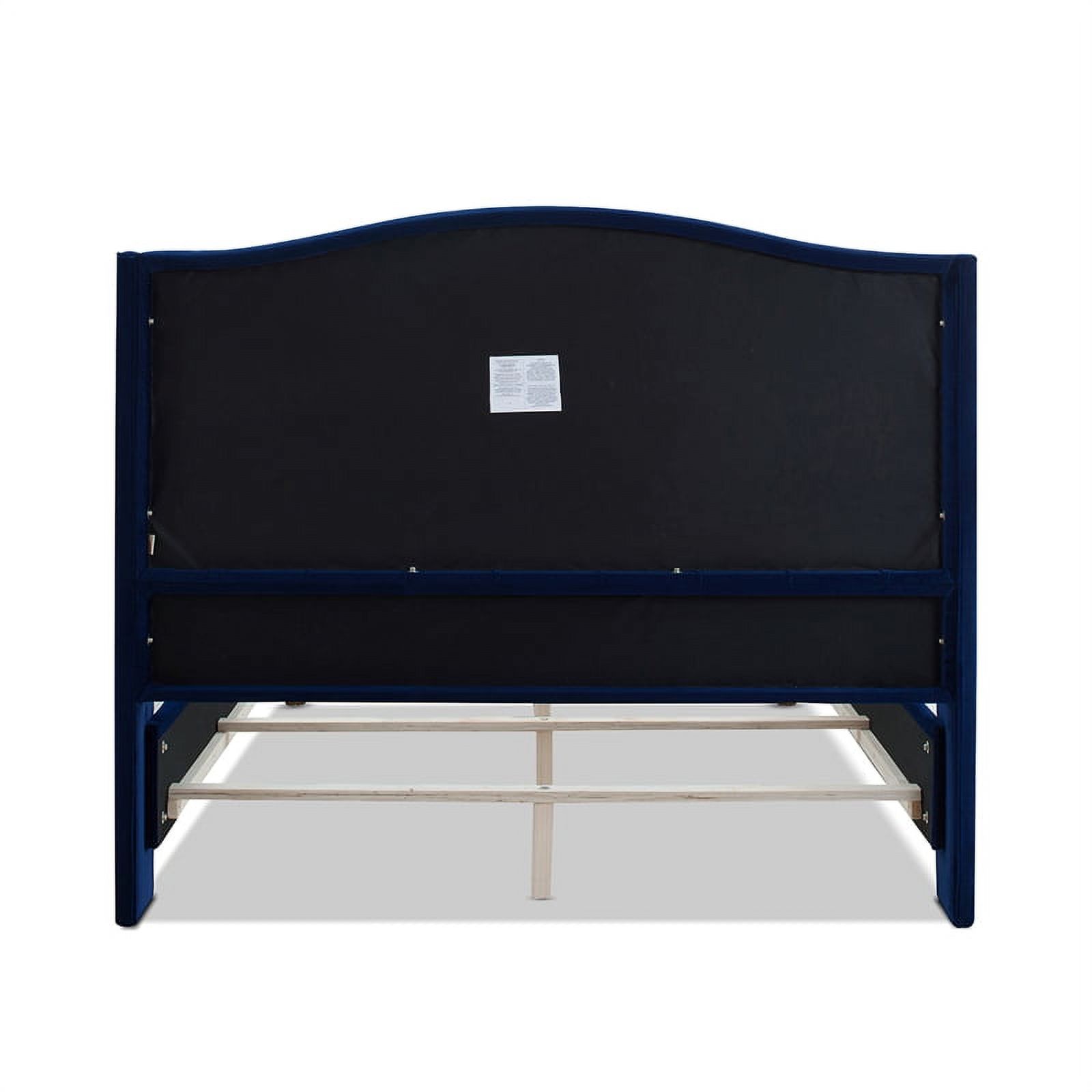 Maklaine Modern Hardwood Tufted Wingback Queen Bed in Navy Blue