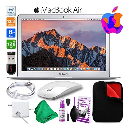 Apple MacBook Air 13 Inch 128GB (2017, Silver) (MQD32LLA) with Mouse + Case (New-Open Box)