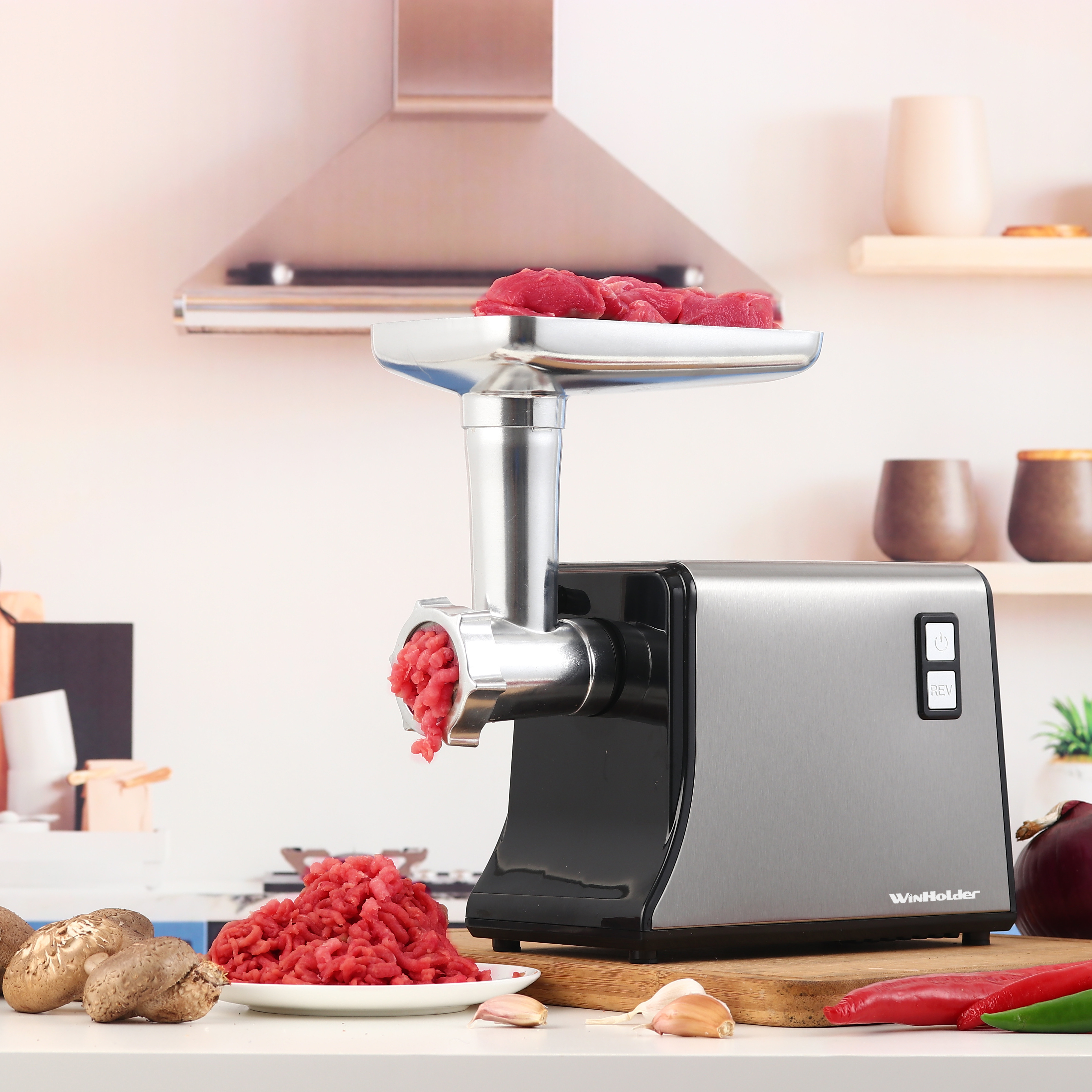 WinHolder 3200W Electric Meat Grinder Stainless Steel Powerful Sausage Stuffer Meat Mincer