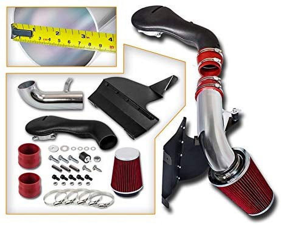 Cold Air Intake System with Heat Shield Kit + Filter Combo RED Compatible For 96-04 Chevy S10/ Chevy Blazer / 96-01 GMC Jimmy / 96-04 GMC Sonoma V6 4.3L