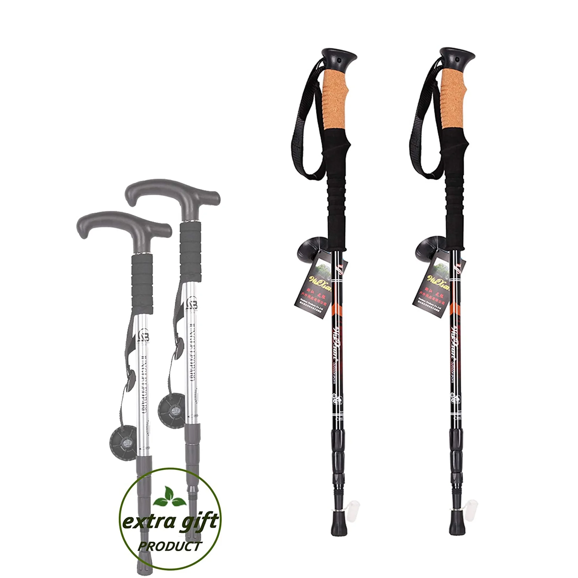 KARMAS PRODUCT 2 Pack Trekking Poles Collapsible Climbing Stick,Black