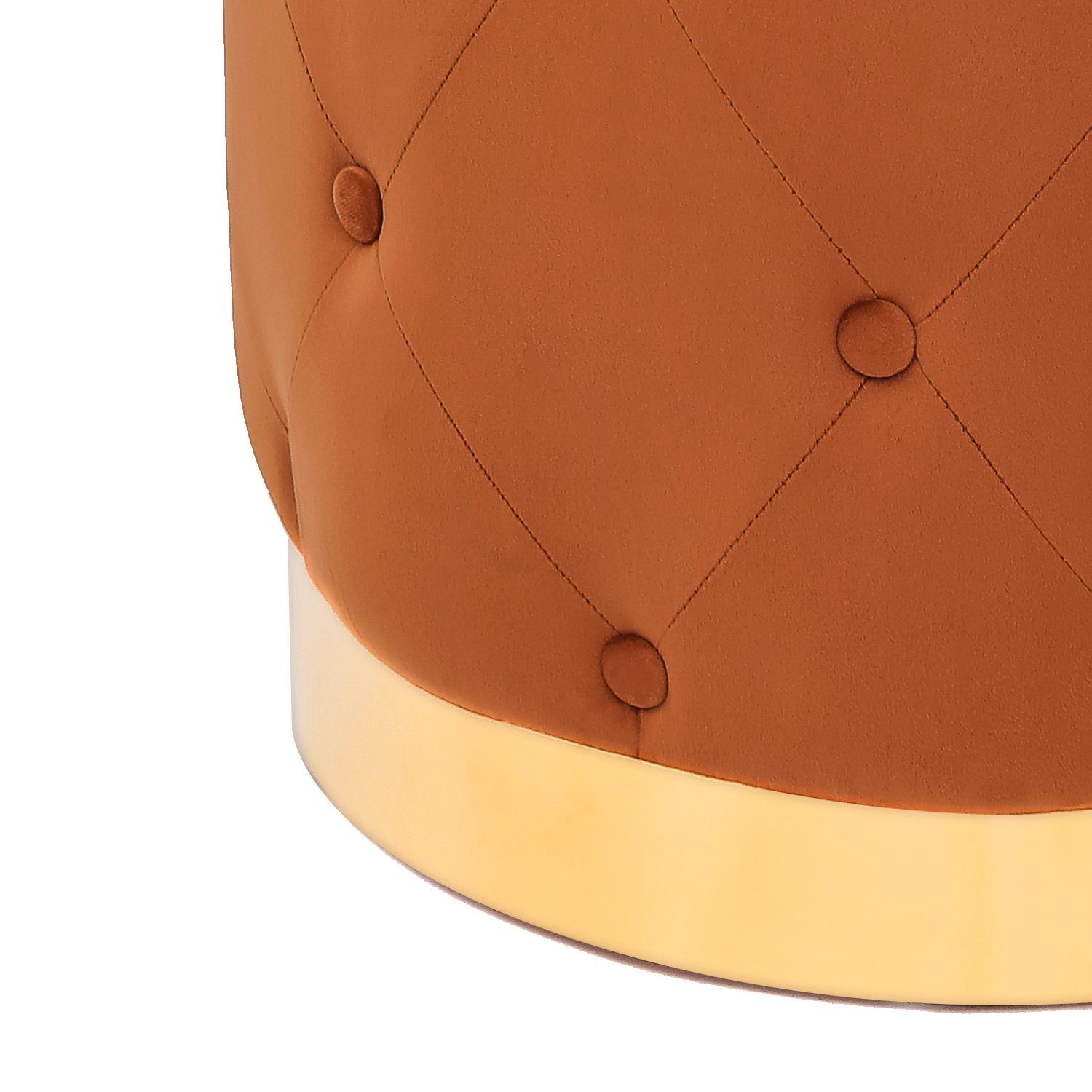 Homebeez Round Velvet Ottoman Footrest Stool Orange 17.7''D x 16.9''H