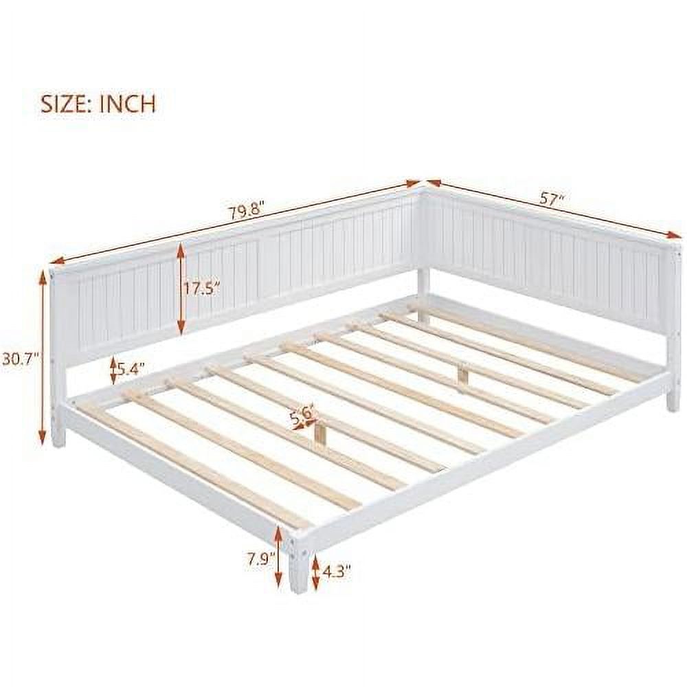 Full Size Wood Daybed,Day Beds Frames For Kids Adults Full Daybed Platform Bed Sofa Bed For Bedroom Living Room,White
