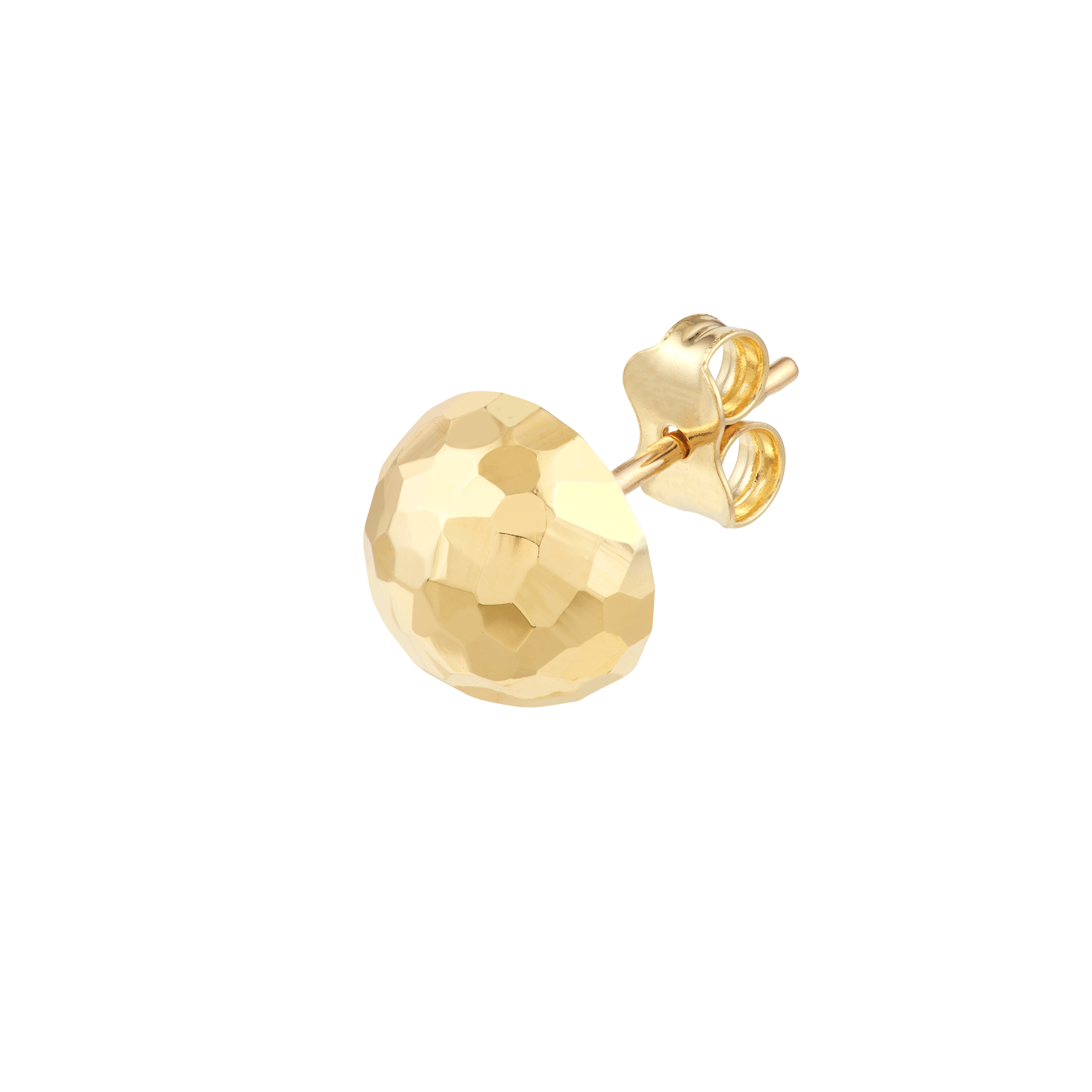 14K Yellow Gold Half Disco Ball D/C Stud Earrings - Women
