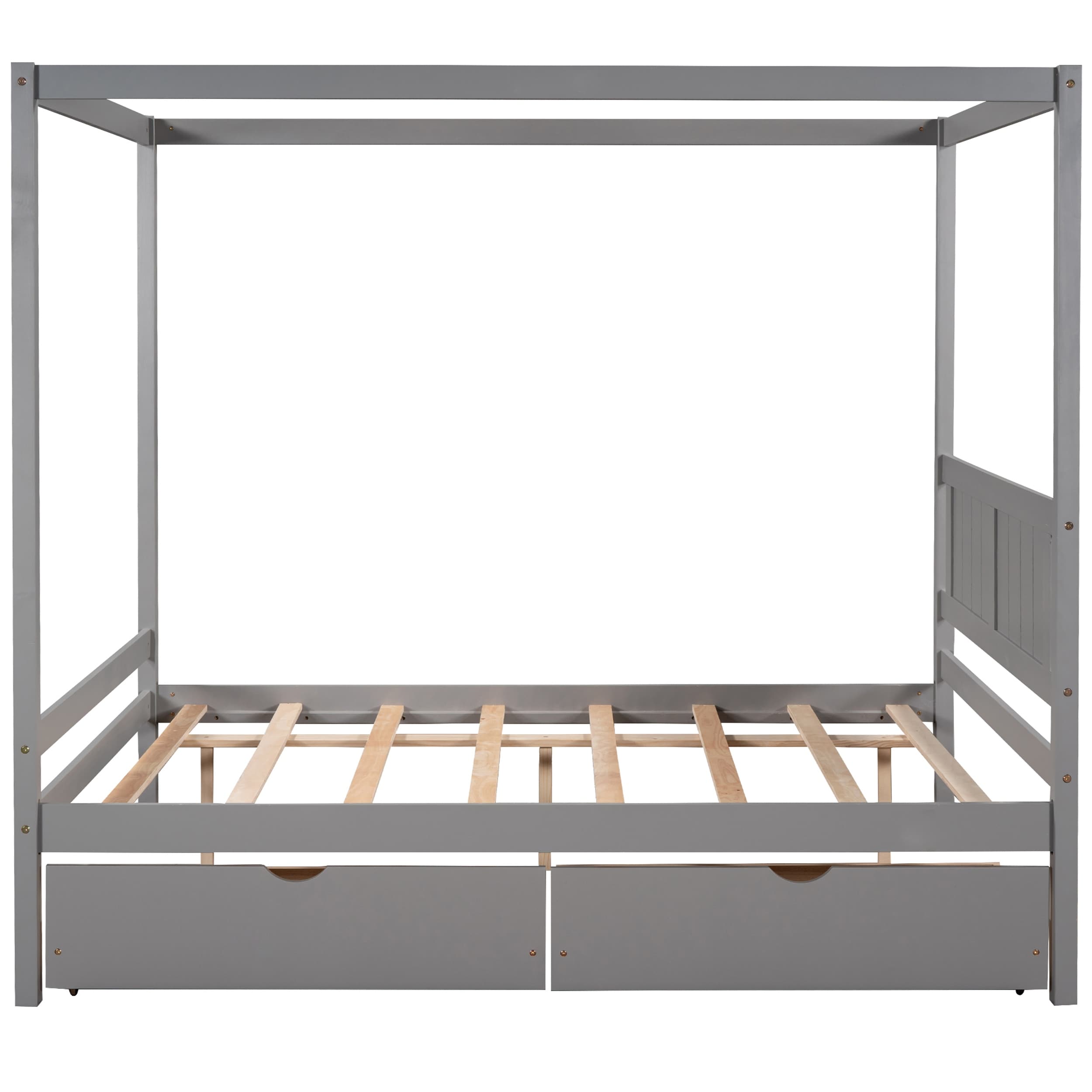 Home Adores, Inc. Caren Full Size Canopy Platform Bed with Two Drawers Grey