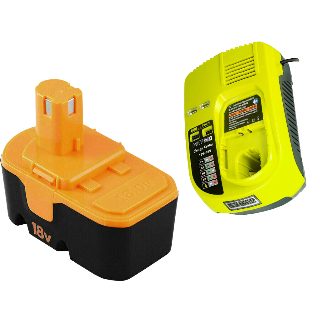 P100 4.0Ah Ni-Mh Replacement Battery Compatible with Ryobi One+ 18V Battery P100 P101 P102 P103 P104 P105 P107 P108 P109 with P117 Replacement Charger
