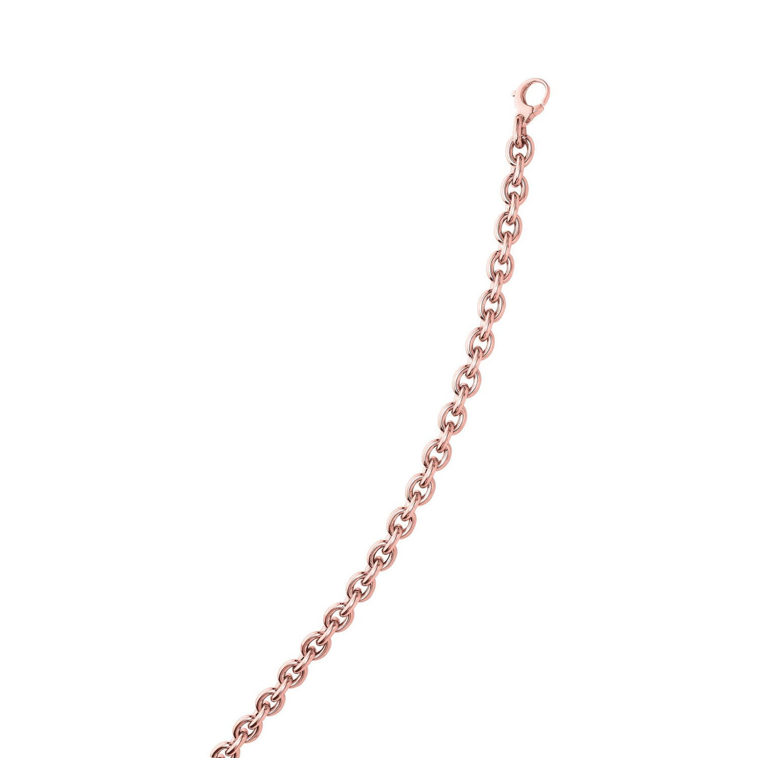 JewelStop 14K Rose Gold Polished Finish Oval Cable Link Chain Bracelet with Lobster Clasp - 7.5