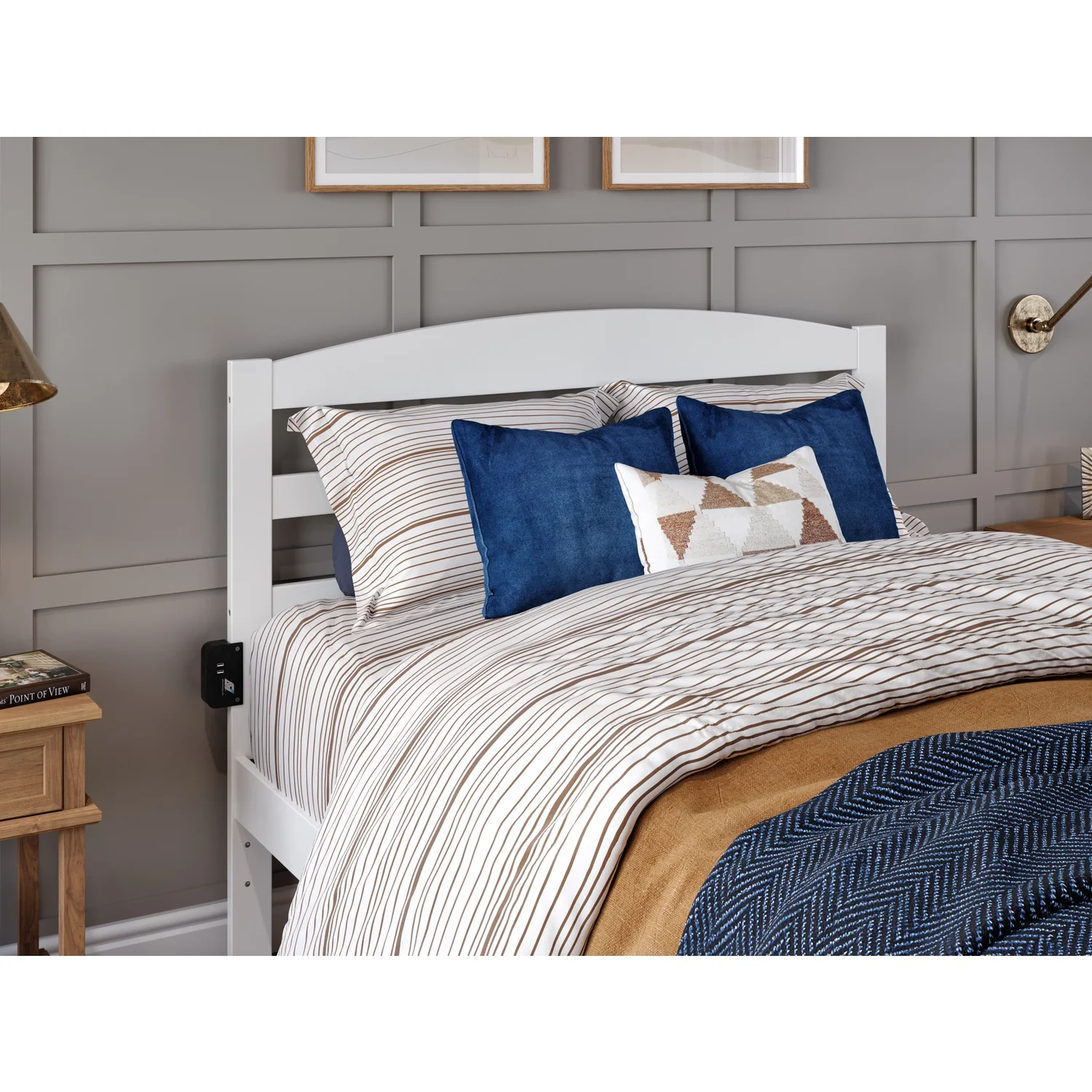 AFI Warren Solid Wood Queen Bed w/ Footboard in White