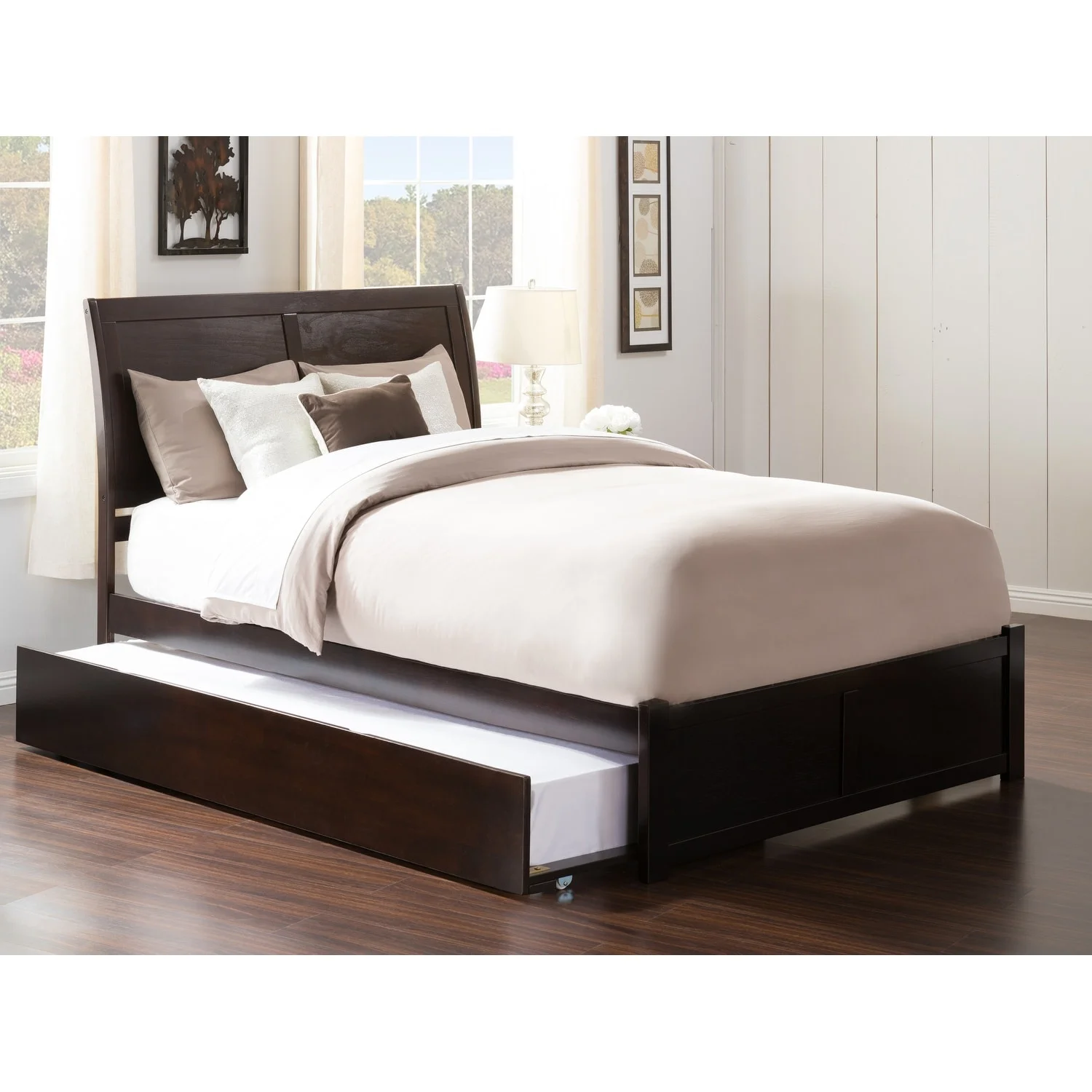 AFI Portland Full Platform Bed with Footboard and Twin Trundle in Espresso