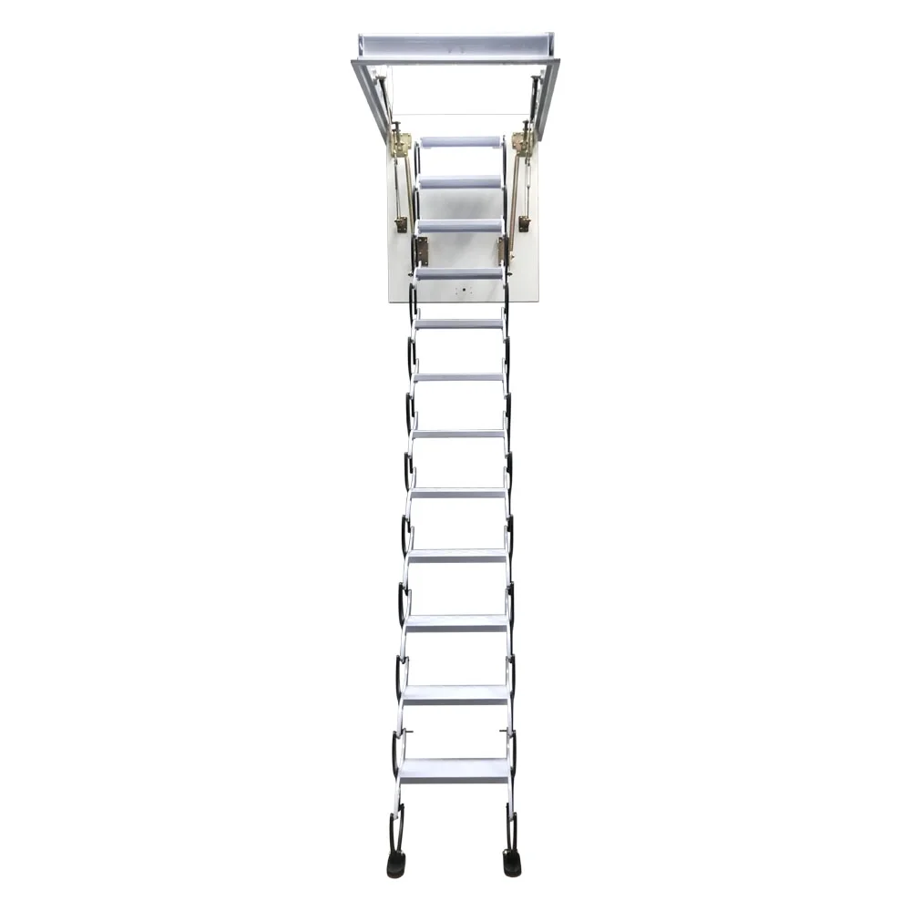 Techtongda Heavy Duty Steel Metal Loft Wall Ladder Stairs Attic Folding Ladder Carbon Steel at Black-White 27.6 x 47.2inch