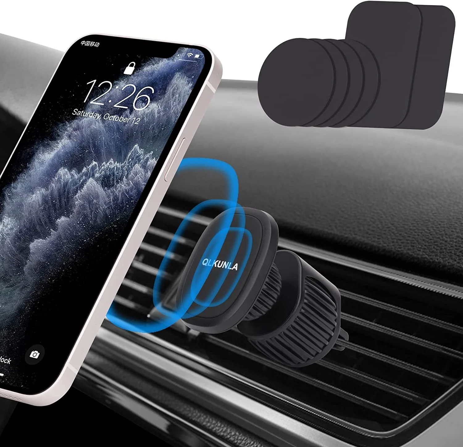 Car Phone Holder Mount, 2 Pack Magnetic Phone Holder for Car Air Vent Clip Auto Lock Hands Free Cell Phone