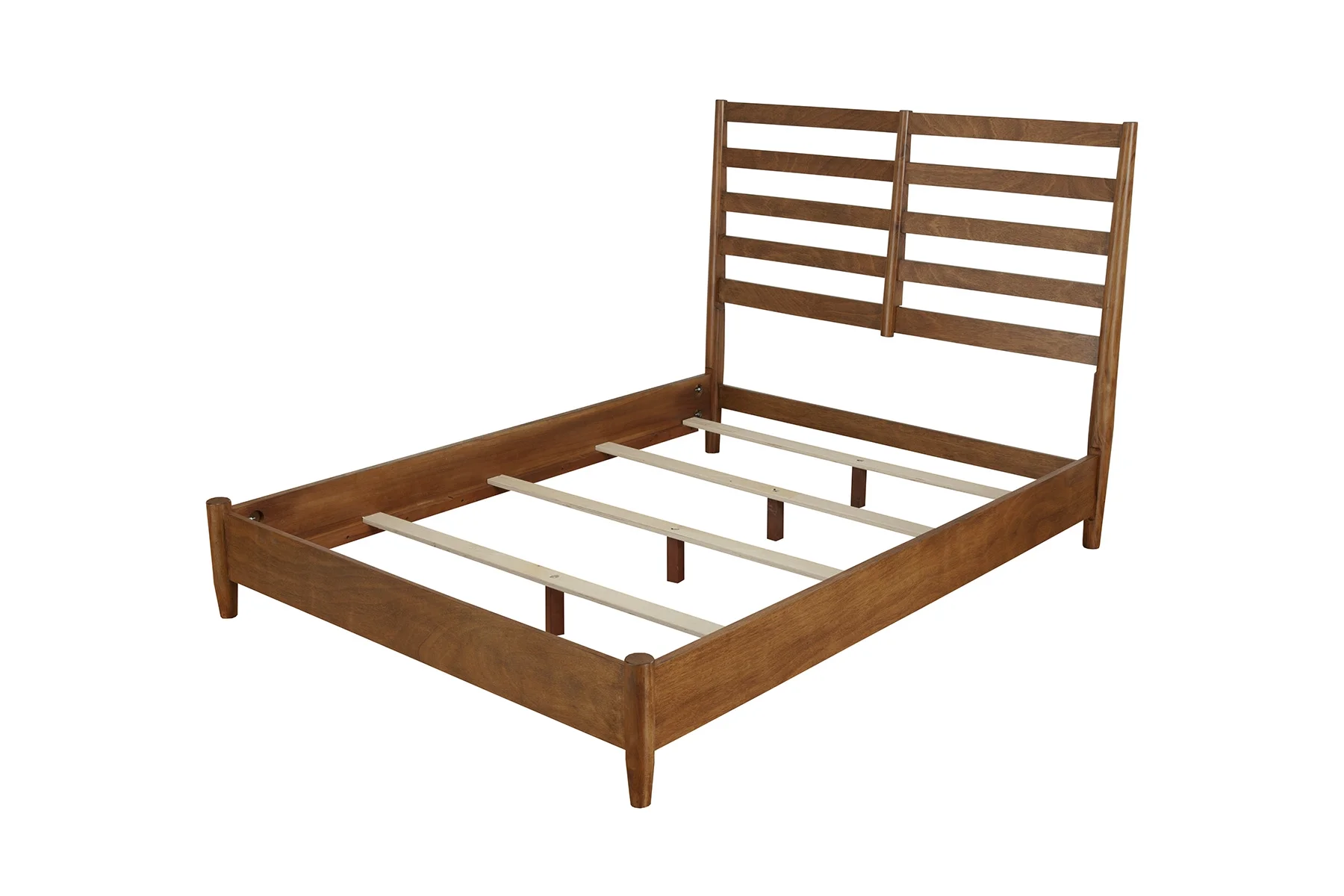 Alpine Furniture Flynn Retro Queen Bed, w/Slat Back Headboard, Acorn
