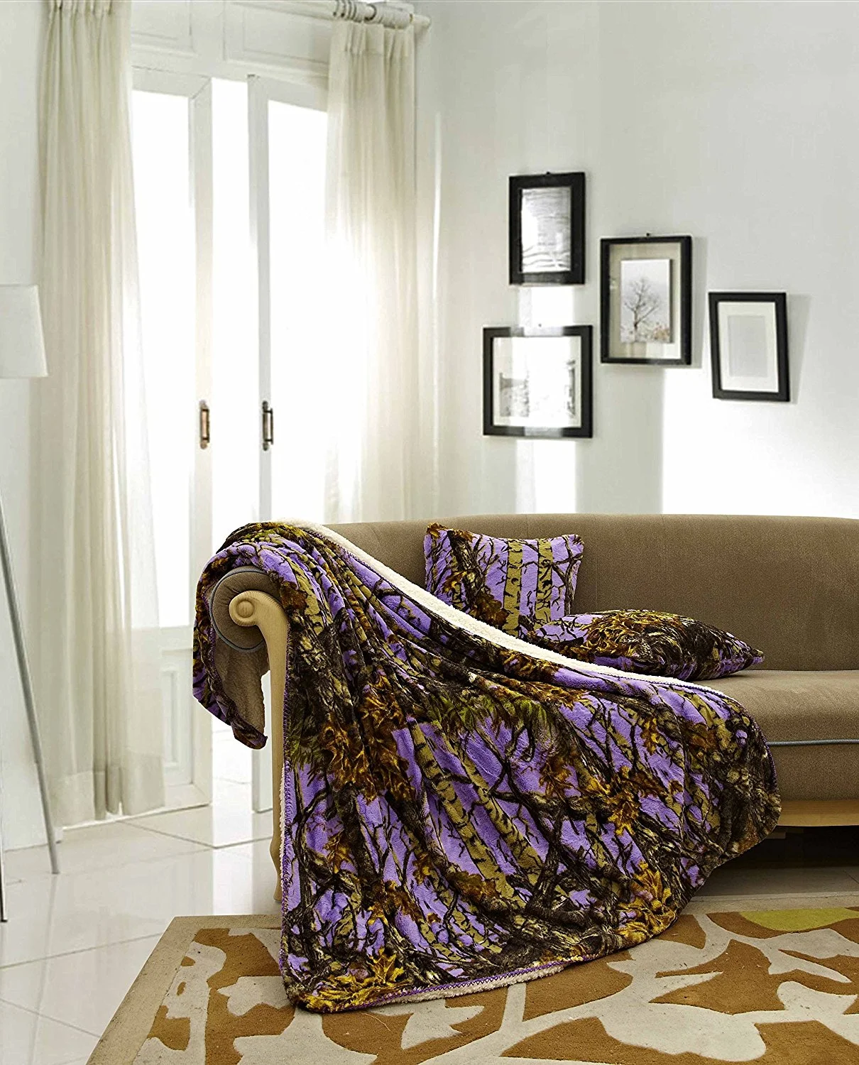 Regal Comfort Sherpa Luxury Throw Western Style 3pc Set The Woods Lavender 50